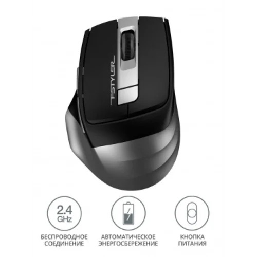 Мышь A4Tech Fstyler FG35 серый/черный оптическая (2000dpi) беспроводная USB (6but) Мышь A4Tech Fstyler FG35 серый/черный оптическая (2000dpi) беспроводная USB (6but)